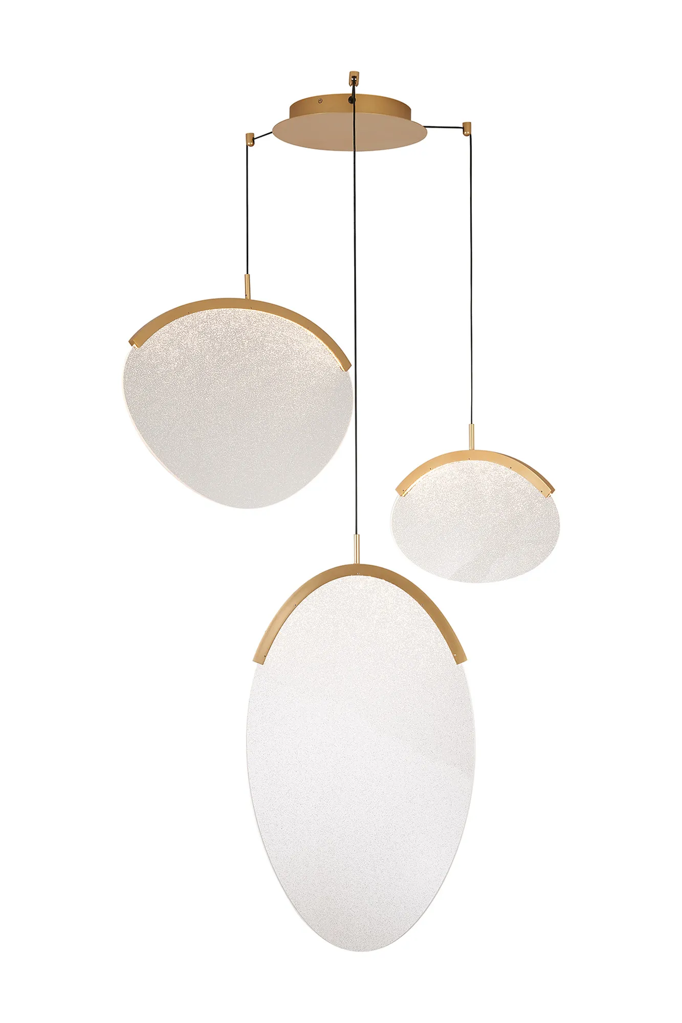 M9647  Oasis 70cm 3 Light Pendant, 40W LED, 3000K, Triac Dimmable, Gold